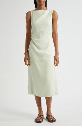 Theory Shoulder Drape Linen Blend Dress in Aloe at Nordstrom Rack, Size 0