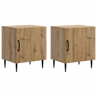 vidaXL Armario De Noche 2 Pcs Roble Artesanal 43 X 34,5 X 50 Cm Vidaxl