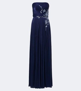 Costarellos Abito lungo bustier Lenina in georgette con Lurex