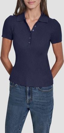 DKNY Rib Knit Polo Sweater in Peacoat No Lurex at Nordstrom Rack, Size X-Small