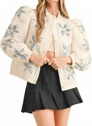 Merci Floral Quilted Patchwork Jacket In White