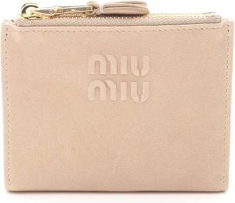 Miu Miu Pre-owned Nappa Aviator portemonnee - Dames - Vintage Accessoires - Beige - ONE Size - Leer - Vintage