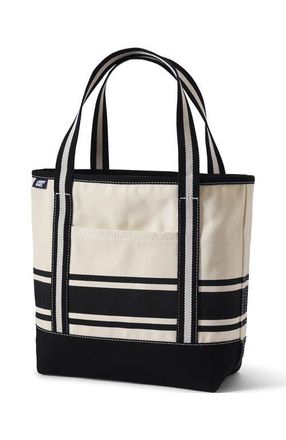 Lands End Open Top Canvas Tote Bag in Black Stripe/natural at Nordstrom, Size Medium