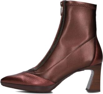 Hispanitas Bronzen Enkellaarsjes Chi 254186 - Dames - Laarzen met Hak - Bruin - 37 EU - Leer - Schoenen