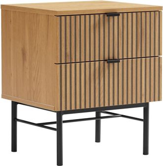 Macabane Mesilla de noche de 2 cajones, decoraci&oacute;n negra y natural