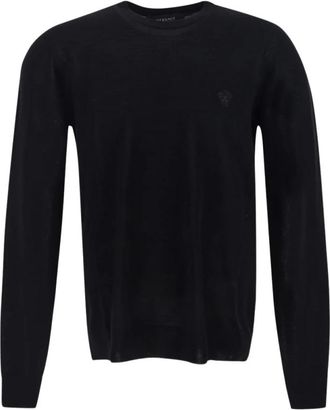 Versace Zwarte Medusa Geborduurde Pullover - Heren - Sweatshirts - Zwart - XL - Wol - Hoodies & sweatvesten