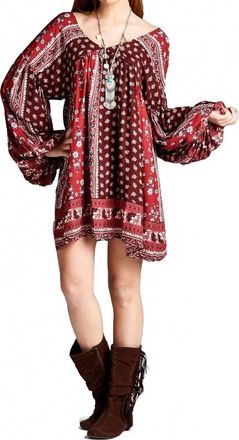 Velzera Patch Print Baby Doll Mini Dress In Red