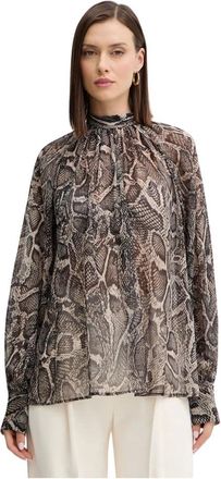 Guess Overhemden, Dames, Zwart, XS, Polyester, Audrine Strik blouse