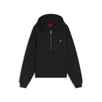HUGO BOSS Zipper neck hoodie in a structured cotton blend