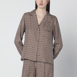 Max Mara Printed silk shirt in mud colour