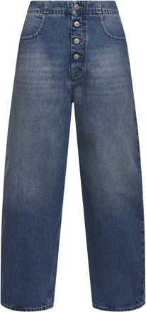 Maison Margiela Rechte Jeans met knoopsluiting - Dames - Loose Fit Jeans - Blauw - W25 - Katoen - Jeans