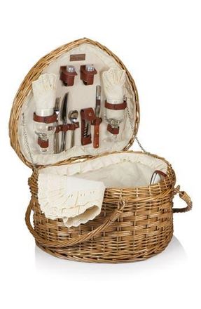 Picnic Time Heart Shaped Wicker Picnic Basket in Brown at Nordstrom Rack