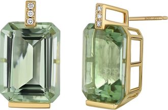 Bony Levy Iris Prasiolite & Diamond Stud Earrings in 18K Yellow Gold at Nordstrom