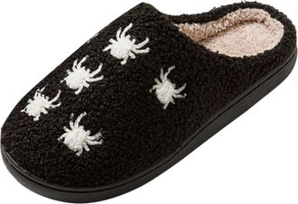 Generic Slippers and Bathrobe Set for Women Womens Spring and Autumn Winter Anti Silent Warm Closed Toe Cotton Slippers (Black, 7)