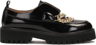 Kazar Halve schoenen op track zool versierd met kettingen. Dit product valt groot uit. - Dames - Loafers - Zwart - 37 EU - Leer - Schoenen