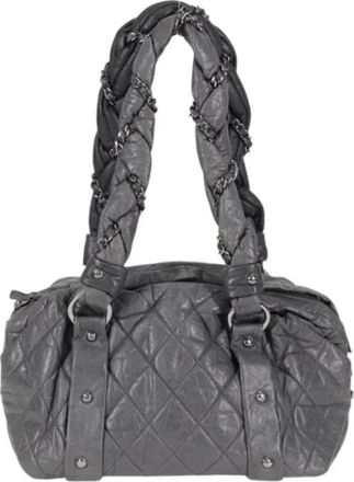 Chanel Pre-owned Leather chanel-bags - Dames - Vintage Handtas - Grijs - ONE Size - Leer - Vintage