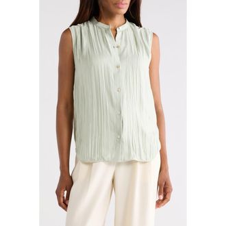 Vince Crinkled Band Collar Top in Jade Water at Nordstrom Rack, Size X-Large