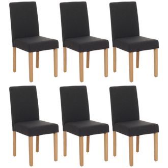 Hhg Hhg - Nunca Usado] Lote De 6 Sillas De Comedor Silla De Cocina Littau, Textil, Negro, Patas Claras
