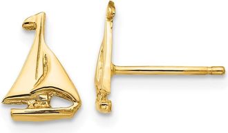 Diamond2Deal 10k Yellow Gold Sail Boat Shape Stud Earrings L 10mm, W 7mm