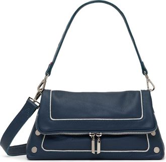Hammitt Medium Beverly Leather Shoulder Bag in Nautical Navy/Silver at Nordstrom