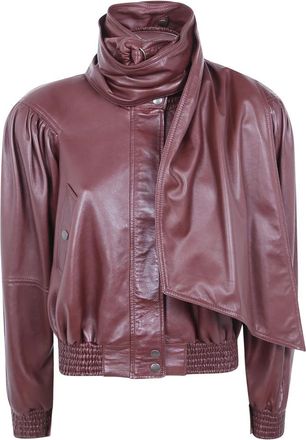 Chlo&eacute; Turtle Neck Volume 80s Jacket - Dames - Leren en Su&egrave;de Jassen - Bruin - XS - Leer - Jassen