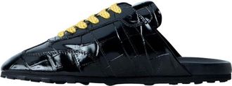 Marni Schoenen, Dames, Zwart, 37 EU, Leer, Lederen Mules met Veters