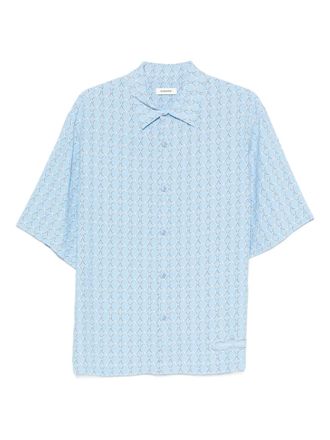 Sandro geometric-pattern shortt-sleeve shirt - men - Viscose - L - Blue