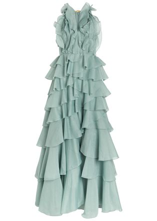 Aje Aje Cleo Ruffled Chiffon Gown - Blue - 16 (UK16 / XL)