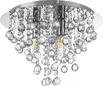 Nino Leuchten Plafoniera soggiorno lampada lampadario camera da letto lampada da soffitto cristalli, metallo cromo argento, 3 lampadine E14, D 38 cm