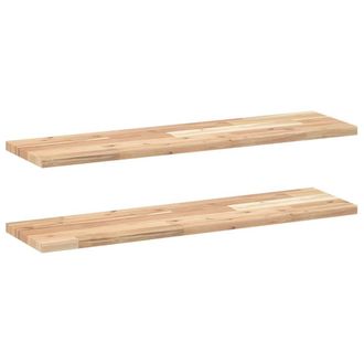 Berkfield Home Floating Shelves 2 pcs 100x20x2 cm Untreated Solid Wood Acacia in Brown | Size: 100 x 20 x 2 cm