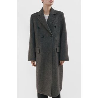 Mango Double Breasted Wool Blend Coat in Grey at Nordstrom, Size X-Small