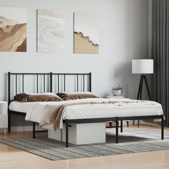 Berkfield Home Metal Bed Frame with Headboard Black 140x200 cm