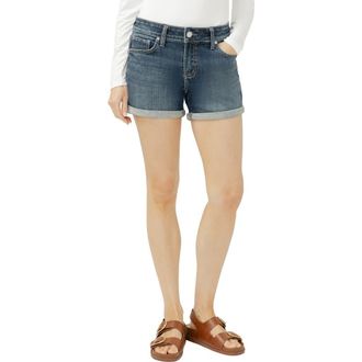 Silver Jeans Co Elyse Curvy Mid Rise Denim Shorts in Chord at Nordstrom, Size 24