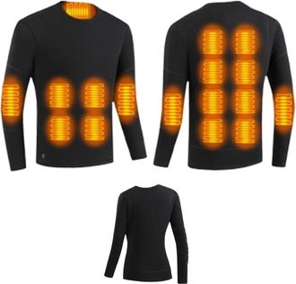 Generic Electric Heated Thermal Tops for Men Underwear, 16 Zone USB Rechargeable Electric Heating Sweatshirt, Washable Base Layer Heating Blouse Insulated Com