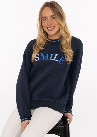Zwillingsherz Hoodie ZWILLINGSHERZ Smile Shine, Damen, Gr. L/XL, marine, Sweatware, Obermaterial: 50% Baumwolle, 50% Polyester, Sweatshirts Hoodie, Rundhals, mit Lu