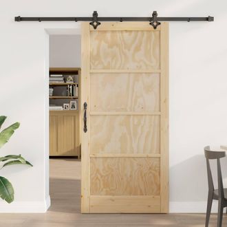 Berkfield Home Sliding Door with Hardware Set ORKDAL Solid Wood Pine in Beige