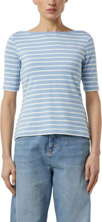 Comma T-Shirt COMMA, Damen, Gr. 34, blau stripes, Single Jersey, Obermaterial: 92% Viskose, 8% Elasthan, gestreift, tailliert h&uuml;ftbedeckend, U-Boot-Ausschni