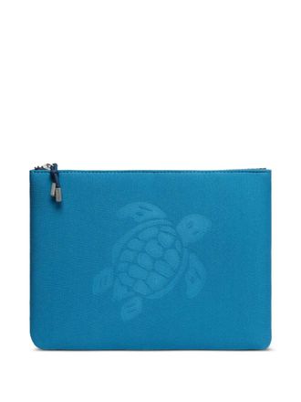 Vilebrequin turtle-jacquard clutch bag - Blue