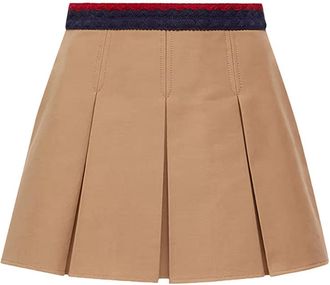 Moncler Cotton Gabardine Pleated Mini Skirt - Beige