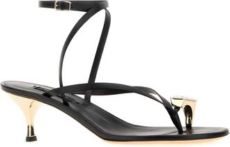 Casadei Womens Leather Thong Sandals Black