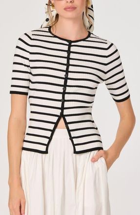 ASTR the Label Henrie Stripe Button-Up Sweater in Black White at Nordstrom, Size X-Small