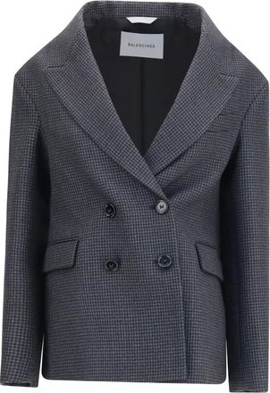 Balenciaga Blazer de Pr&iacute;ncipe de Gales de Doble Botonadura - Jackets - Mujer - Gris - S