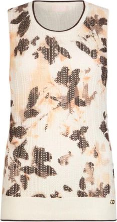 Liu Jo Gebreide top met gaatjespatroon - Dames - Tops zonder mouwen - Bruin - XL - Tops
