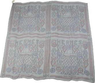 Herm&egrave;s Pre-owned Scarves, female, Gray, Size: ONE SIZE Pre-owned Canvas scarves
