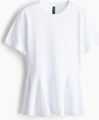 H&M Peplum-T-Shirt - White