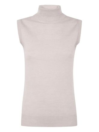 Sportmax Turtle Neck Sleeves Less Woven Vertigo Top
