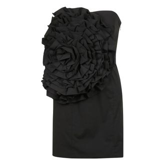 Rotate ROTATE Birger Christensen, Party Dresses, female, Black, Size: 3XS Floral Off-Shoulder Mini Dress