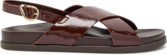 Ancient Greek Sandals Ikesia Textured Patent Leather Sandals - Brown - 39 (IT39/ UK6)