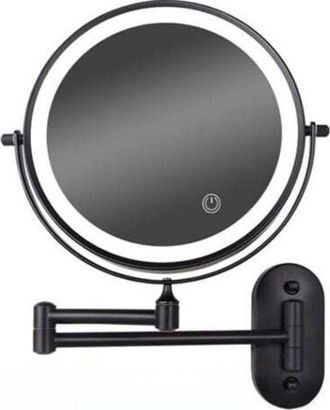 OEM Espejo De Maquillaje Led De Doble Cara De 8 Pulgadas Para Montaje En Pared, Aumento De 5x Y Brillo Ajustable - Negro