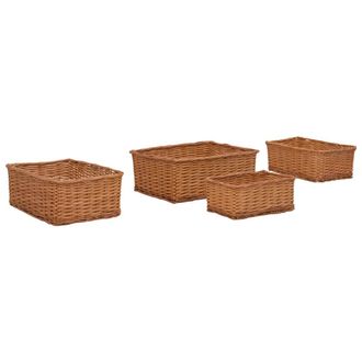 vidaXL Juego De Cestas Apilables 4 Piezas Sauce Marr&oacute;n Vidaxl